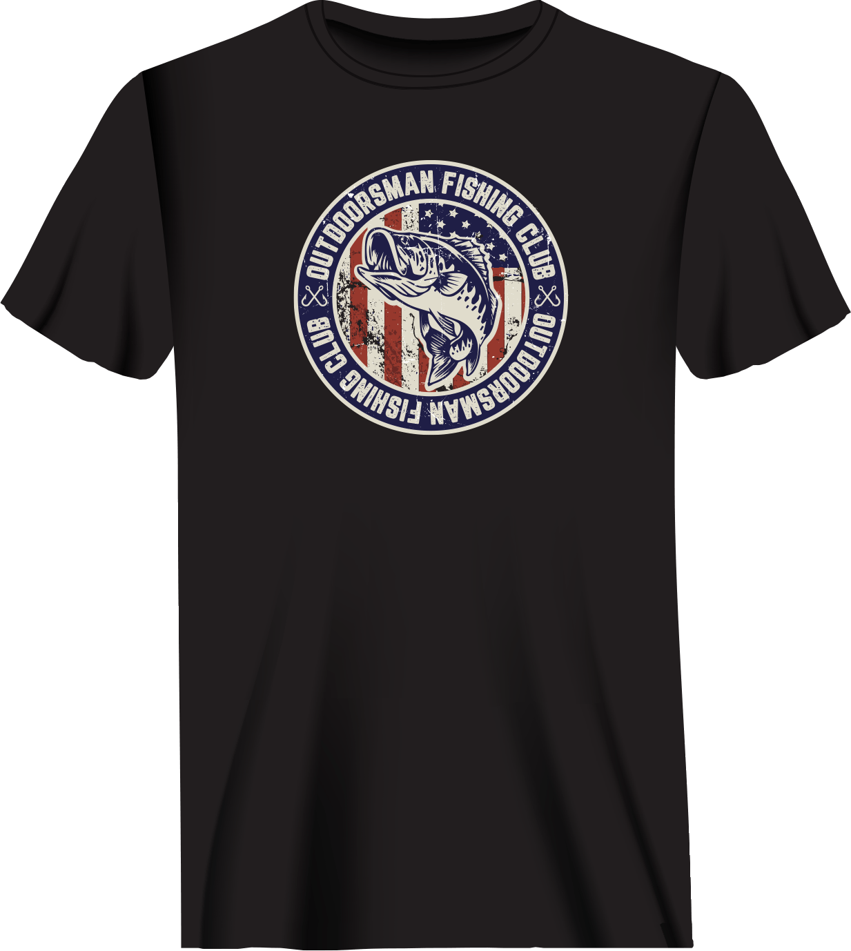 Outdoorzees Outdoorsman Fishing Club Patriotic Man T-Shirt