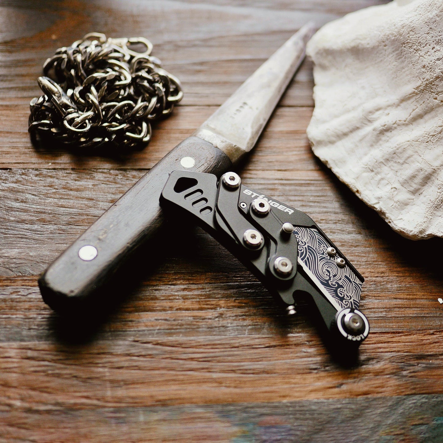 Stinger Survival Tools Godzilla Tool, Folding Pocket Utility - Matte Black