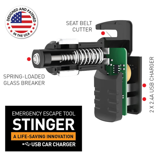 Stinger Survival Tools USB Car Charger Emergency Tool (White)