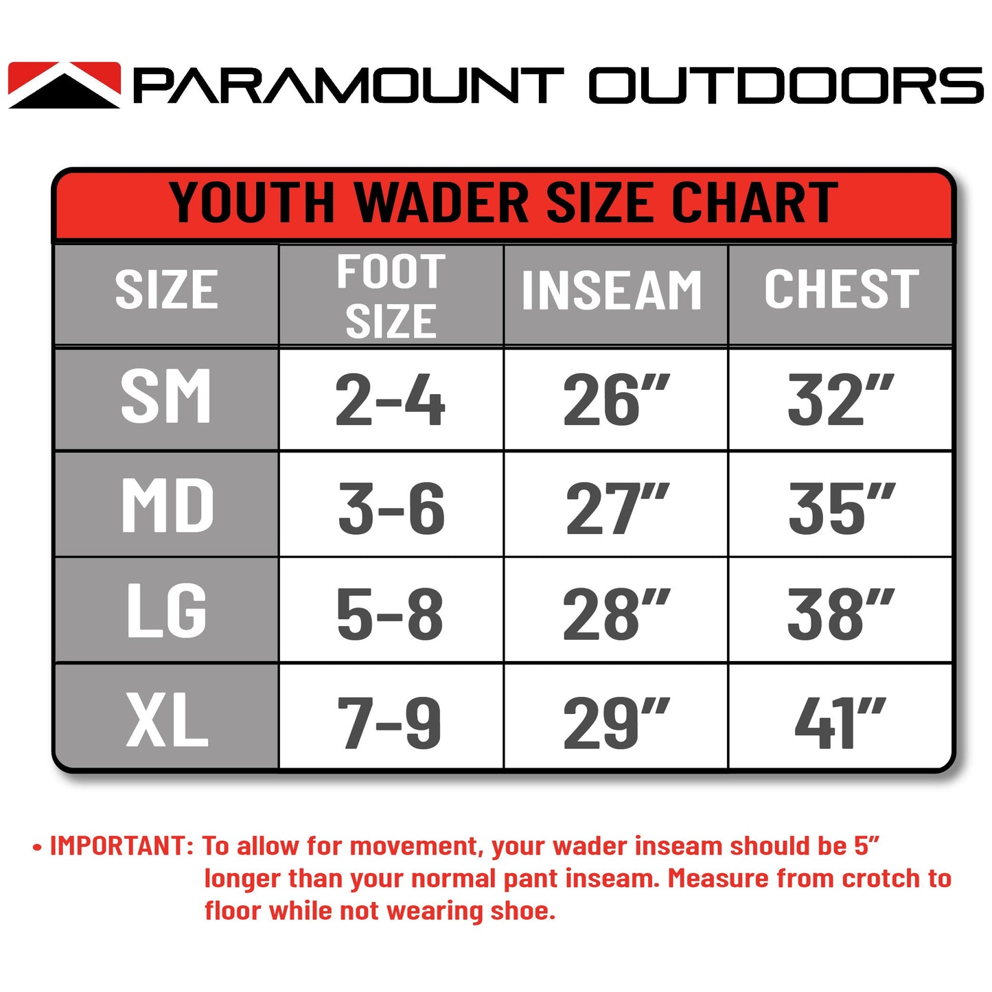 Paramount Outdoors STONEFLY YOUTH Fishing Breathable Chest Waders for Kids