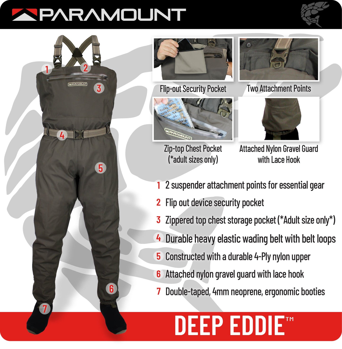 Paramount Outdoors STONEFLY YOUTH Fishing Breathable Chest Waders for Kids
