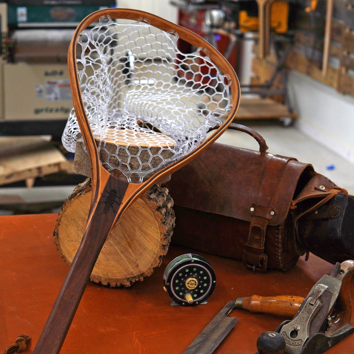 Wayward Trading Post Big Dipper 24"x17" - Stonefly Engraved - Natural Fly Fishing Traditional Landing Net - Handcrafted & Made in USA