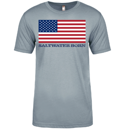 Saltwater Born Clean American Flag Soft Tee