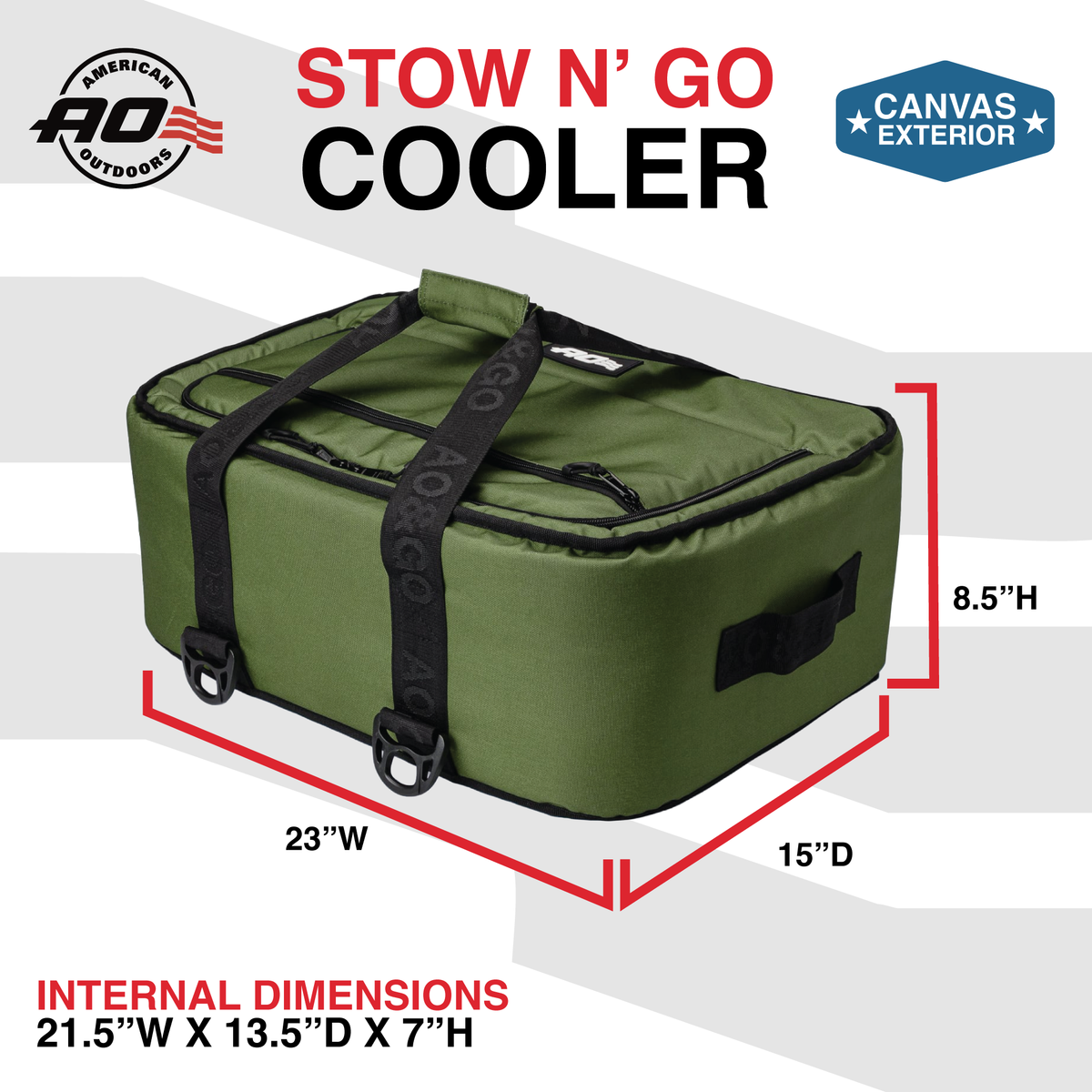 AO Coolers Stow-N-Go Canvas 38 Can Cooler - Hunter