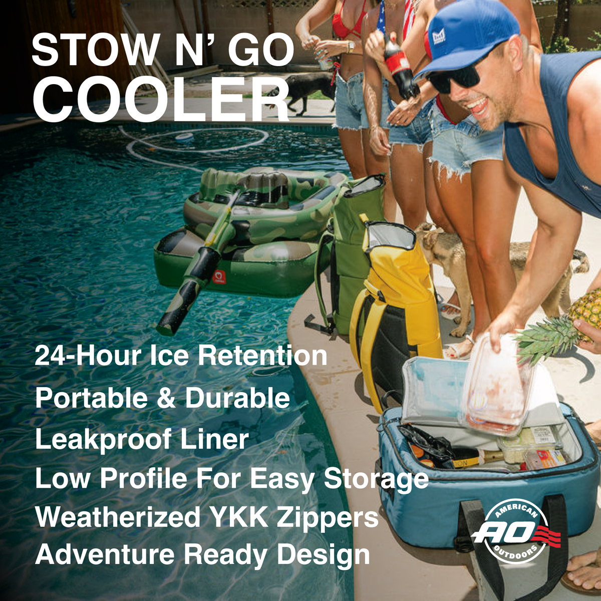 AO Coolers Stow-N-Go Canvas 38 Can Cooler - Smoke