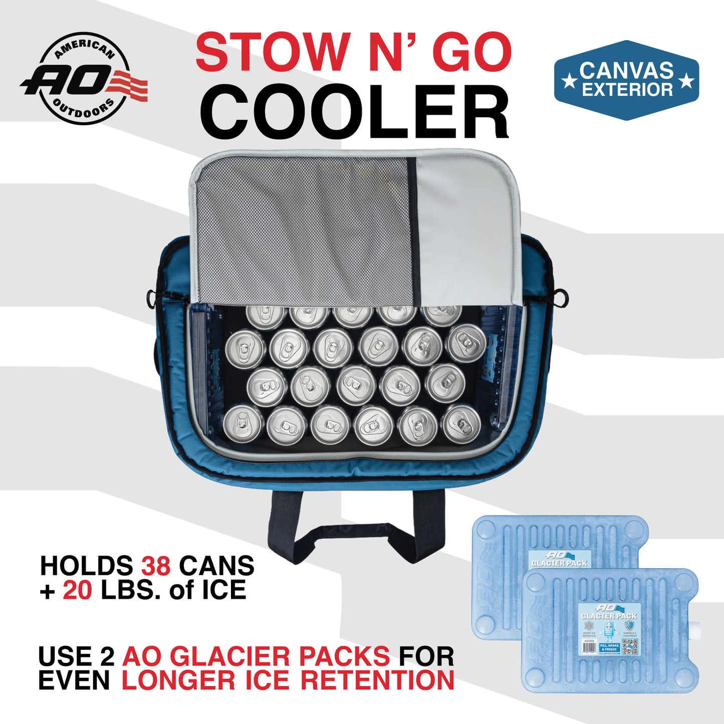 AO Coolers Stow-N-Go Canvas 38 Can Cooler - Ocean