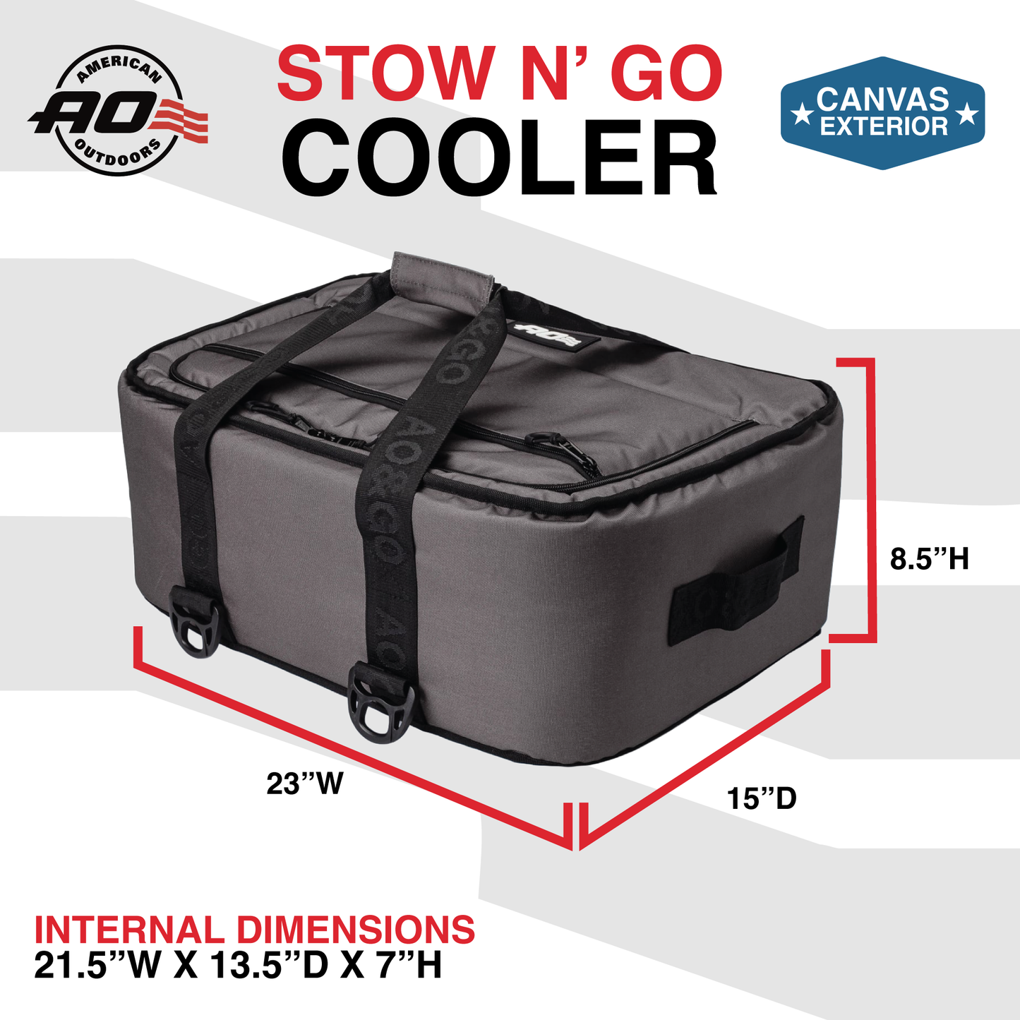 AO Coolers Stow-N-Go Canvas 38 Can Cooler - Smoke