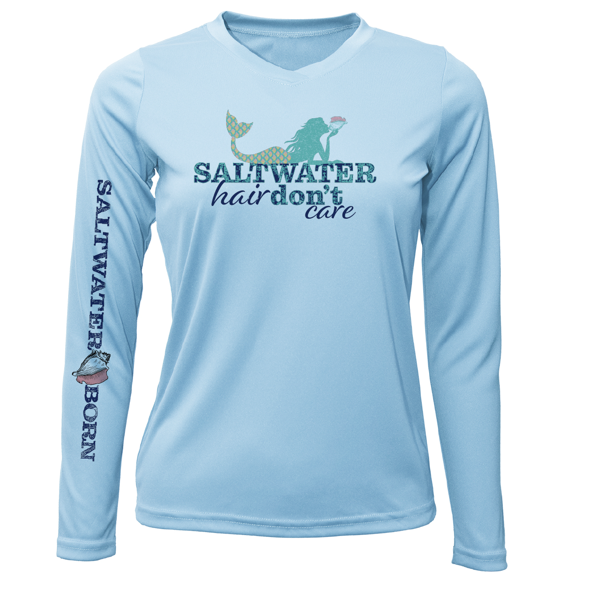 Saltwater Born Stuart "Saltwater Hair...Don't Care" Long Sleeve UPF 50+ Dry-Fit Shirt