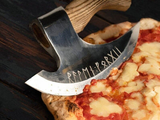 Texan Knives Custom Hand Engraved Ax Pizza Cutter - 8-Inch J2 Steel Blade