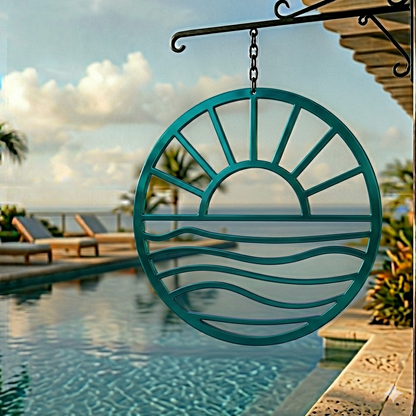 Lewis Design Co Sun and Waves Metal Wall Art, Outdoor patio Wall decor