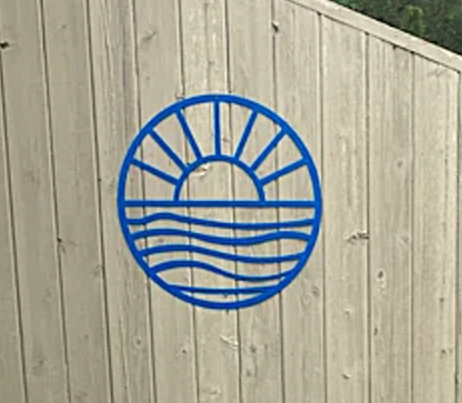 Lewis Design Co Sun and Waves Metal Wall Art, Outdoor patio Wall decor