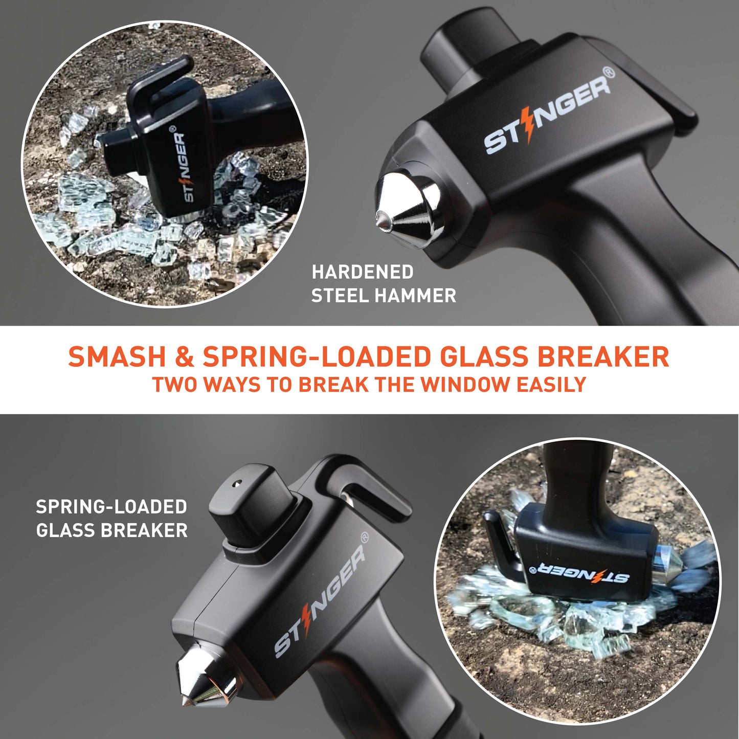 Stinger Survival Tools Car Escape Safety Hammer (Black)