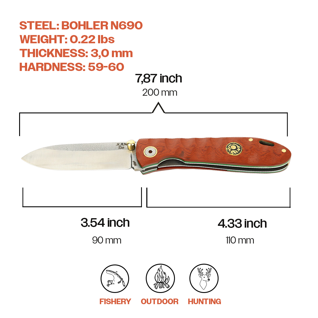Kam Knife - T20 - Red Inlay Handle - Pocket Knife