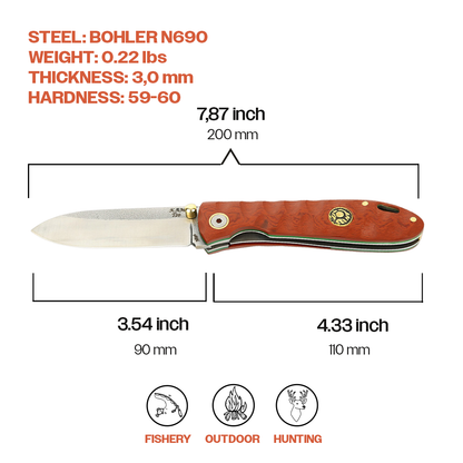 Kam Knife - T20 - Red Inlay Handle - Pocket Knife