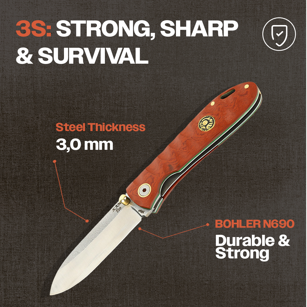 Kam Knife - T20 - Red Inlay Handle - Pocket Knife
