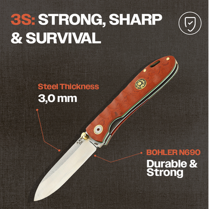 Kam Knife - T20 - Red Inlay Handle - Pocket Knife