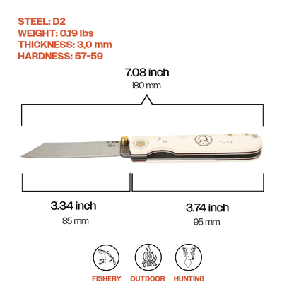 Kam Knife – T30 - Katsu White Handle - Pocket Knife