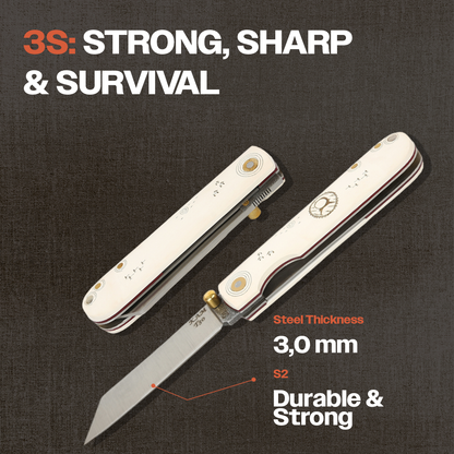 Kam Knife – T30 - Katsu White Handle - Pocket Knife