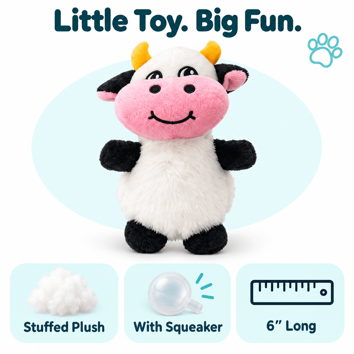 Dogline 6" Cow Mini Dog Toy