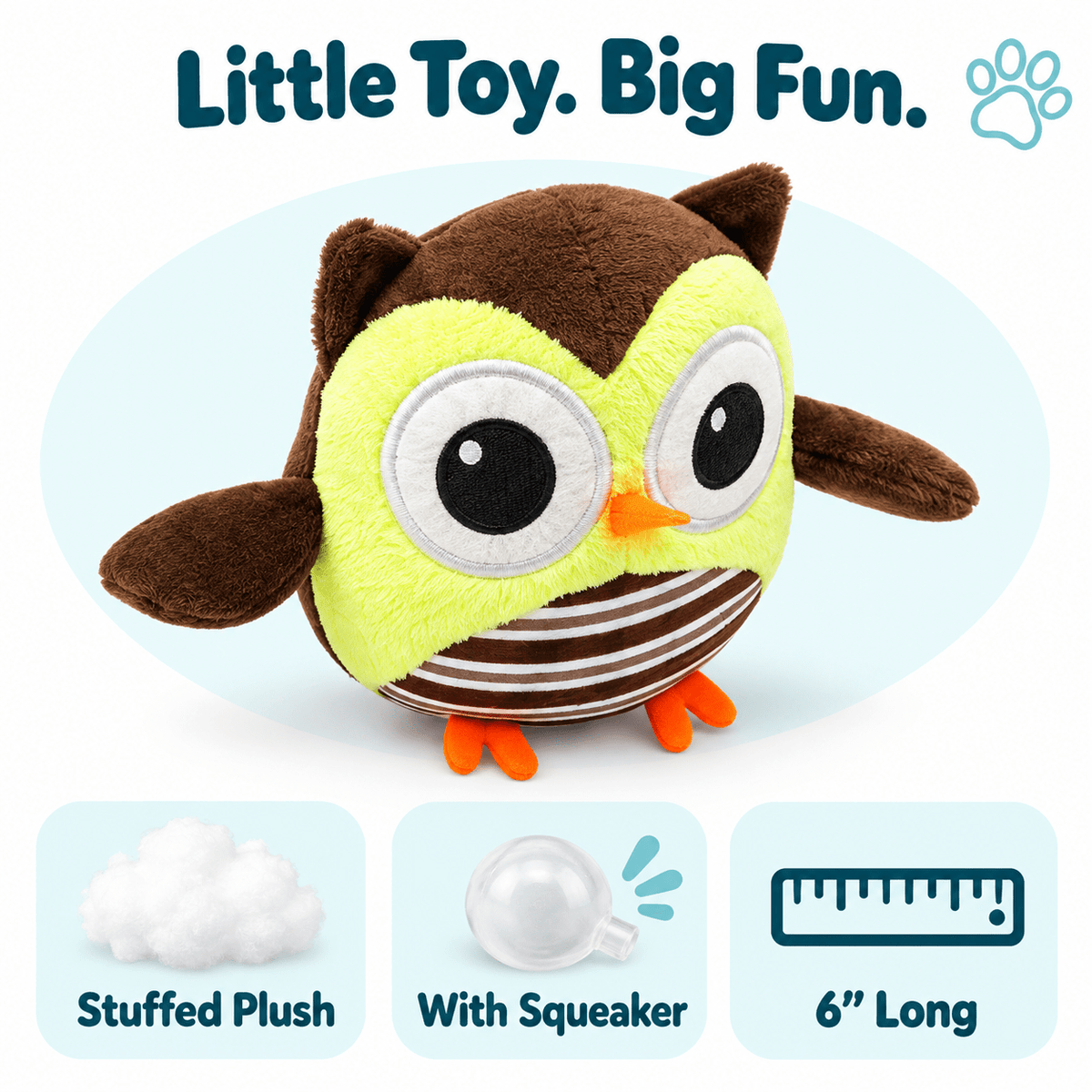 Dogline 6" Owl Mini Dog Toy