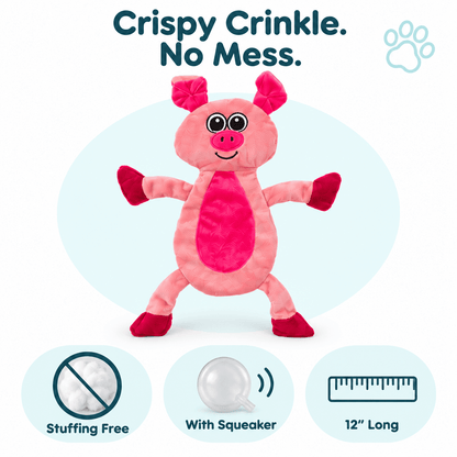 Dogline 12" Pig Crinkle Flat Dog Toy