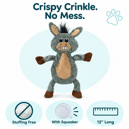 Dogline 12" Donkey Crinkle Flat Dog Toy