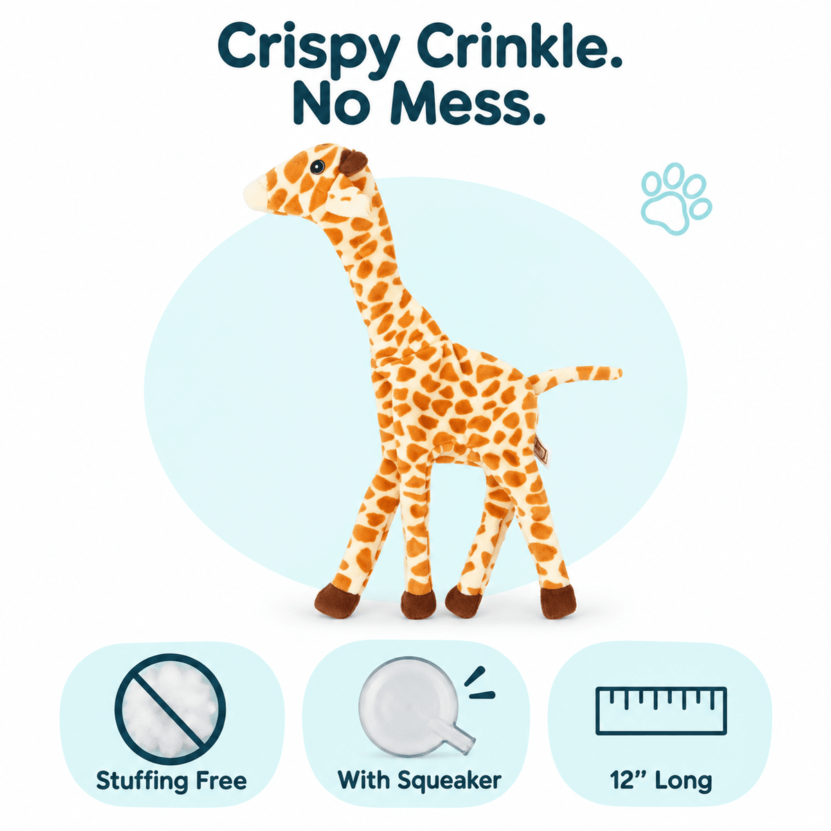Dogline 12" Giraffe Crinkle Dog Toy