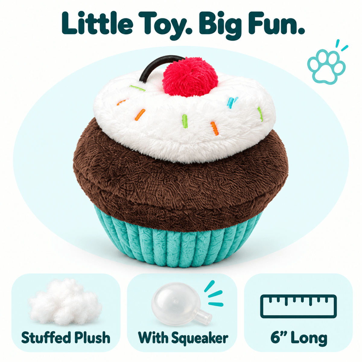 Dogline 6" Cupcake Turquoise Dog Toy