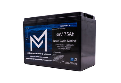Monster Marine Lithium 36V 75Ah Bluetooth Lithium Trolling Battery MML-CW3675B "Titan"