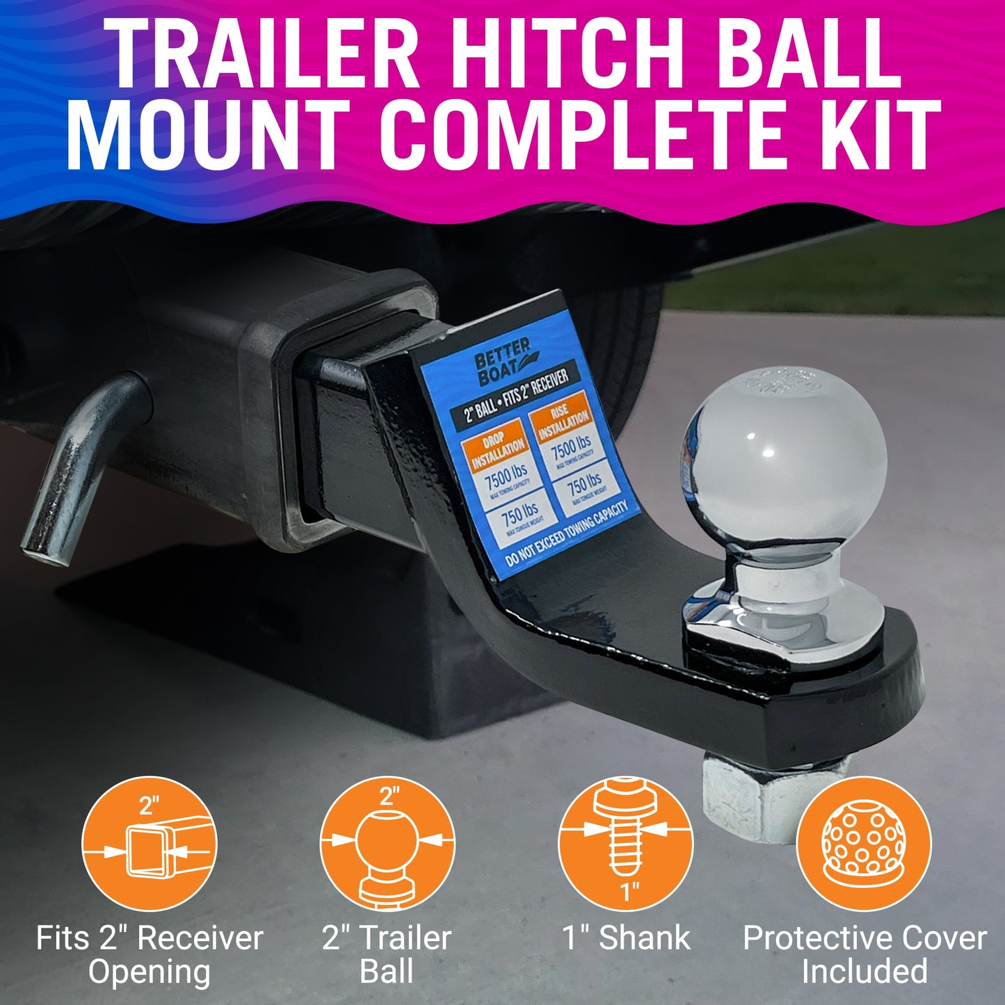 Better Boat - Trailer Hitch Ball Mount 2"
