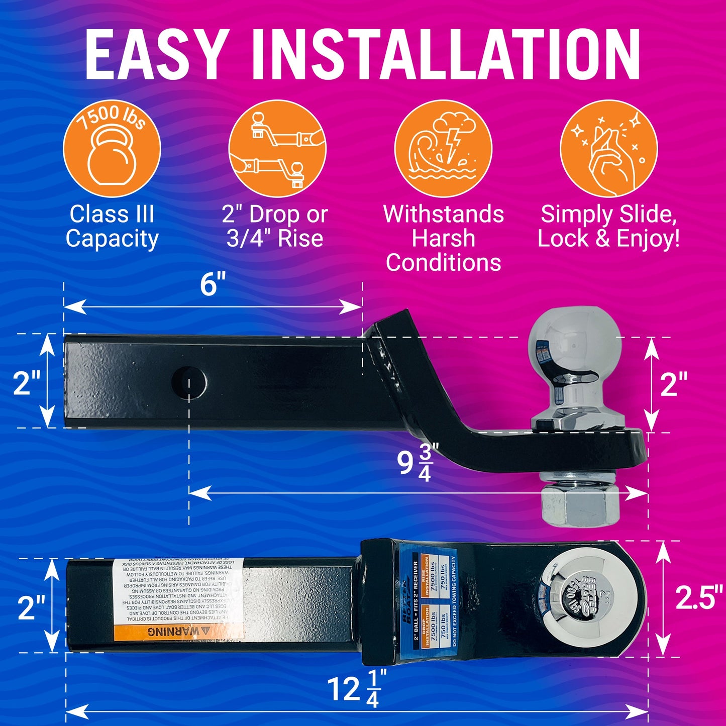 Better Boat - Trailer Hitch Ball Mount 2"