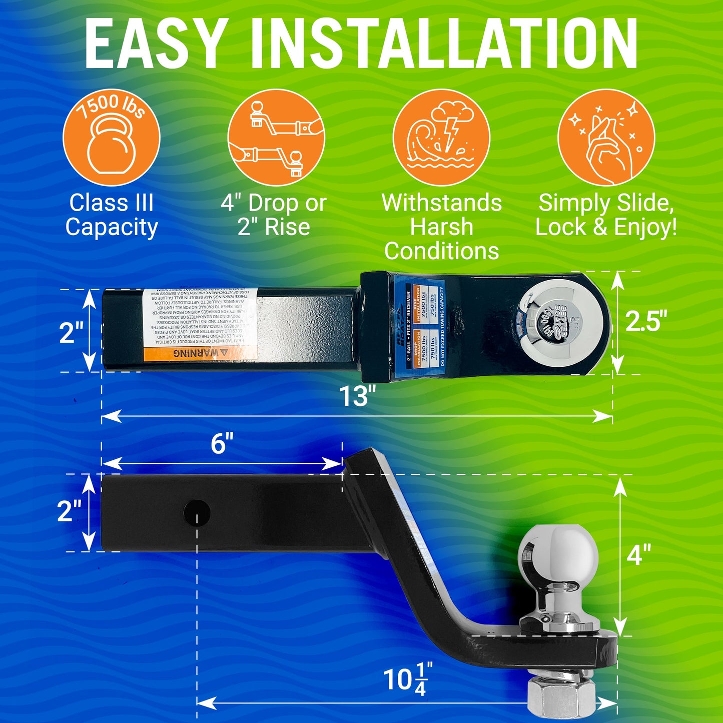 Better Boat - Trailer Hitch Ball Mount 2"