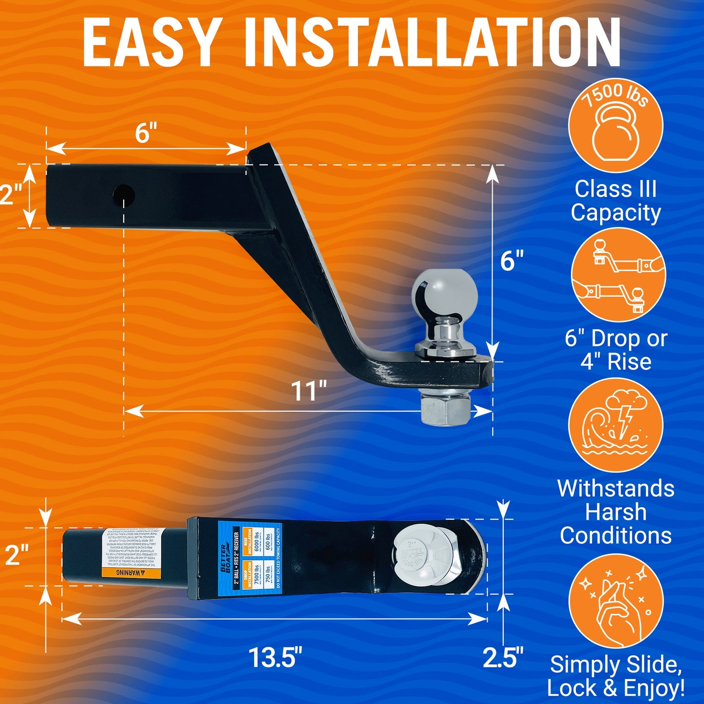 Better Boat - Trailer Hitch Ball Mount 2"