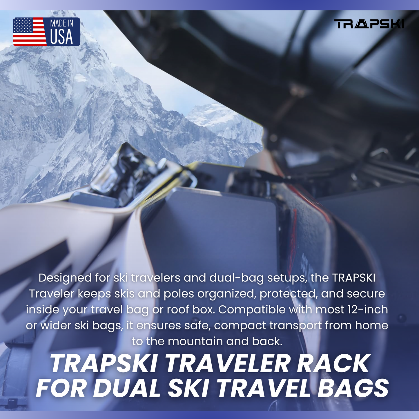 TRAPSKI Traveler Rack for Dual/Double Ski Travel Bags
