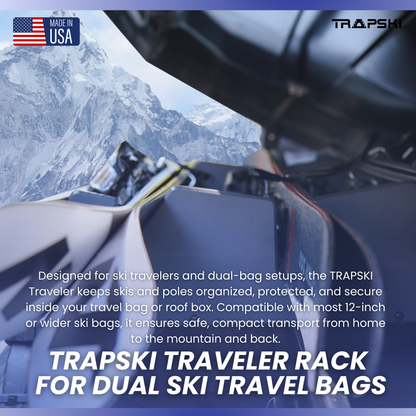TRAPSKI Traveler Rack for Dual/Double Ski Travel Bags