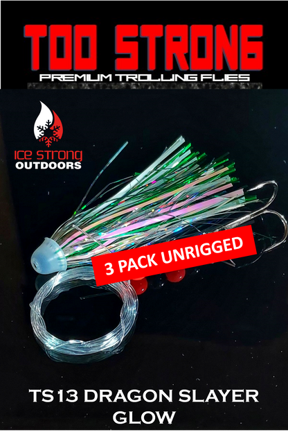 Ice Strong Outdoors - Too Strong Premium Trolling Flies - 3 Pack Unrigged - NEW 2026 Colors RELEASED!