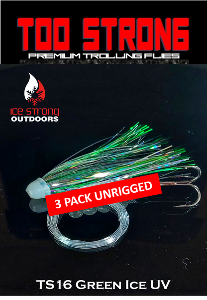 Ice Strong Outdoors - Too Strong Premium Trolling Flies - 3 Pack Unrigged - NEW 2026 Colors RELEASED!