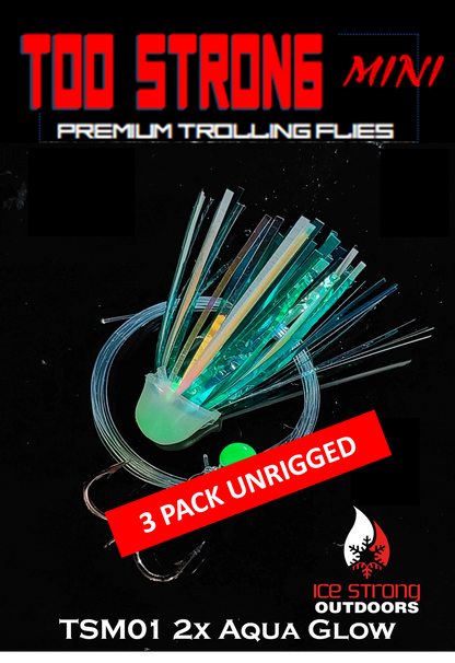 Ice Strong Outdoors Premium Trolling MINI Flies - 3 Pack Unrigged