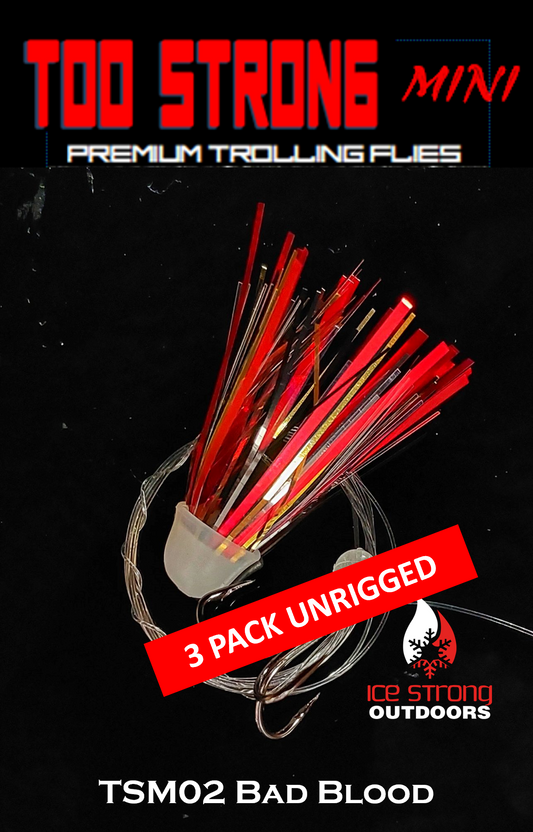 Ice Strong Outdoors Premium Trolling MINI Flies - 3 Pack Unrigged