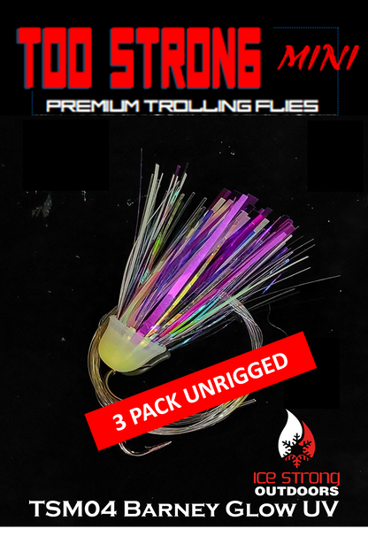 Ice Strong Outdoors Premium Trolling MINI Flies - 3 Pack Unrigged