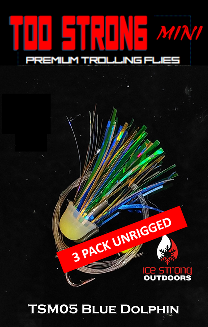 Ice Strong Outdoors Premium Trolling MINI Flies - 3 Pack Unrigged