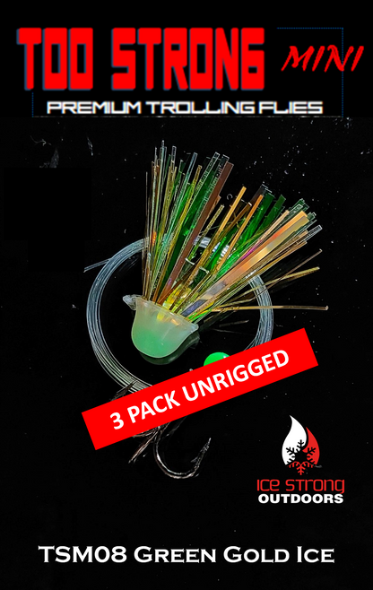 Ice Strong Outdoors Premium Trolling MINI Flies - 3 Pack Unrigged