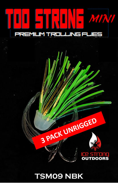 Ice Strong Outdoors Premium Trolling MINI Flies - 3 Pack Unrigged