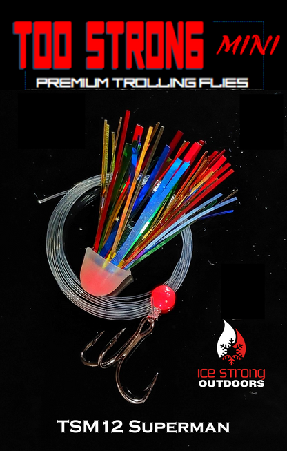 Ice Strong Outdoors - Too Strong Premium Trolling MINI Flies Fully Rigged - NEW 2026 Colors Released!