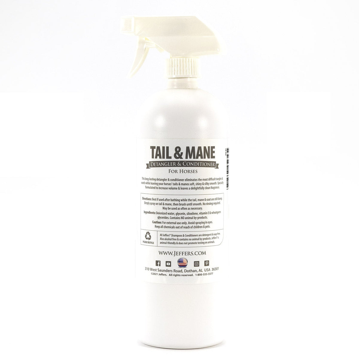 Jeffers Equine Tail & Mane Detangler and Conditioner Spray for Horses