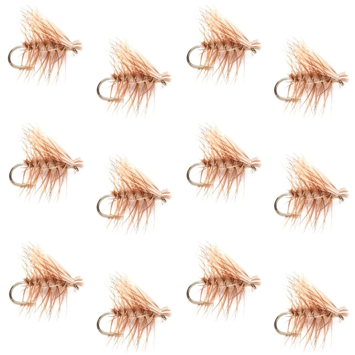 The Fly Fishing Place Tan Elk Hair Caddis Classic Trout Dry Fly - 12 Flies Size 18