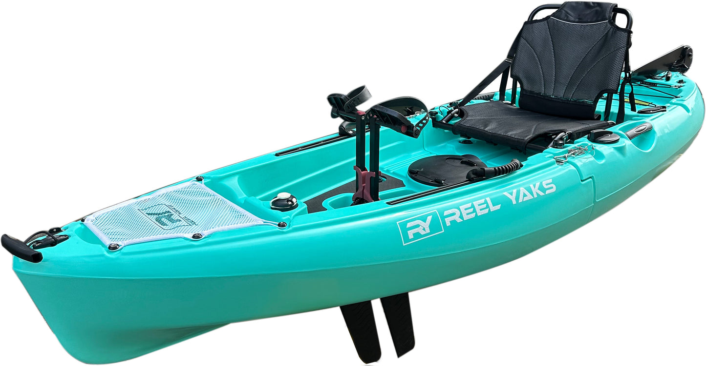 ReelYaks 9.5ft Raptor Modular Fin Drive Pedal Fishing Kayak | 380lbs Capacity | 2 Piece