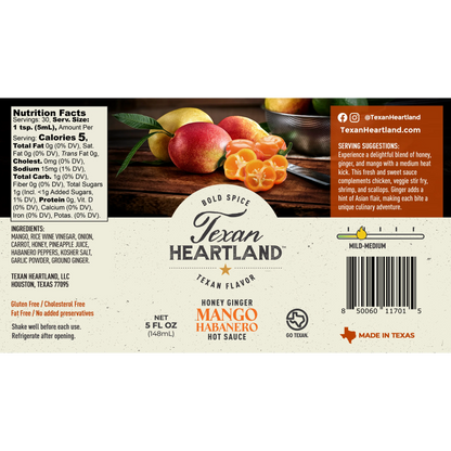 Texan Heartland Honey Ginger Mango Habanero Hot Sauce