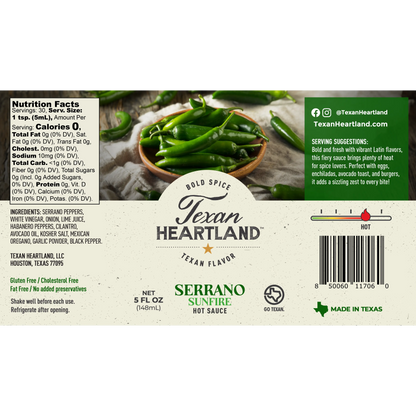 Texan Heartland Serrano Sunfire Hot Sauce