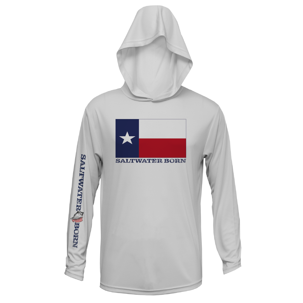 Saltwater Born Texas Flag Long Sleeve UPF 50+ Dry-Fit Hoodie